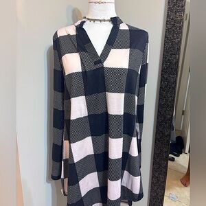 nwt SMYS plaid v-neck flannel dress womens size large